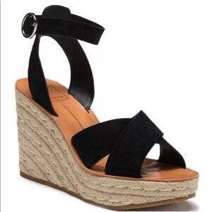 Dolce Vita Pami Cross Band Espadrille Wedge Sandal - Black and Tan